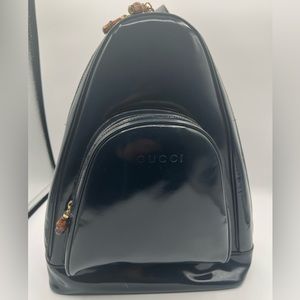 Authentic Gucci vintage sling backpack dark navy blue